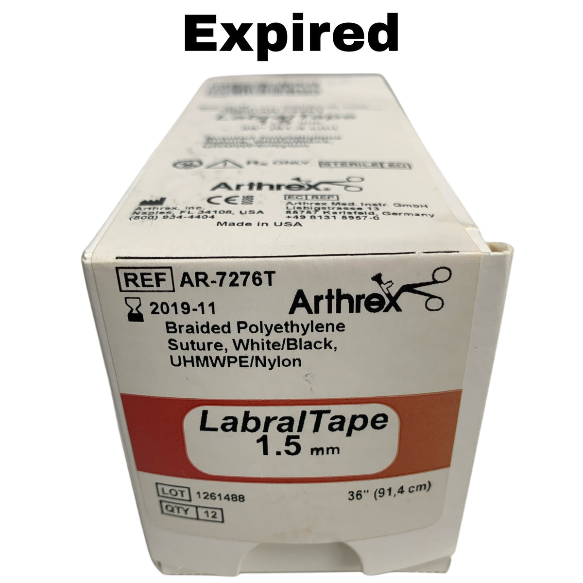 ARTHREX AR-7276T LabralTape 1.5 mm Suture 36 - Box of 12, EXP 2019-11