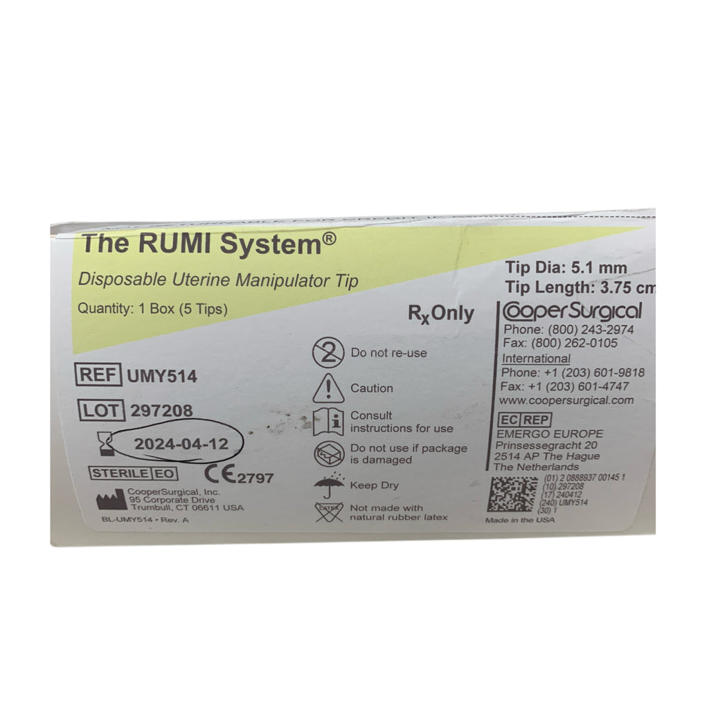 COOPER SURGICAL REF UMY514 The RUMI System Disposable Uterine Manipulator Tip 5.1mm, Exp.2024/04