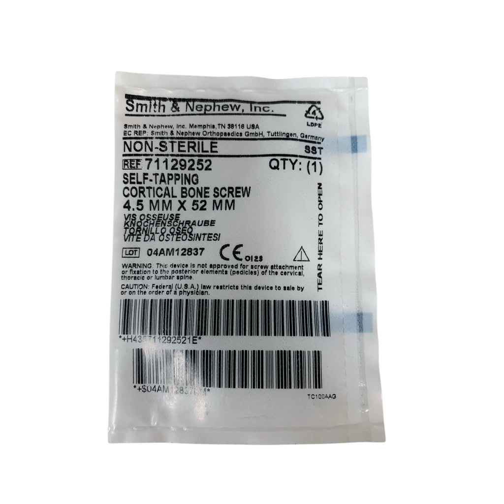 SMITH & NEPHEW 71129252 Self Tapping Cortical Bone Screw 4.5 mm x 52 mm Non Sterile