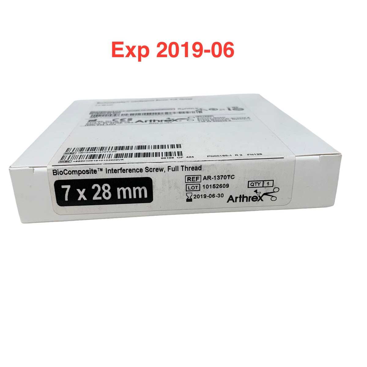 ARTHREX AR-1370TC BioComposite Interference Screw Full Thread 7 x 28 mm Exp 2019 06
