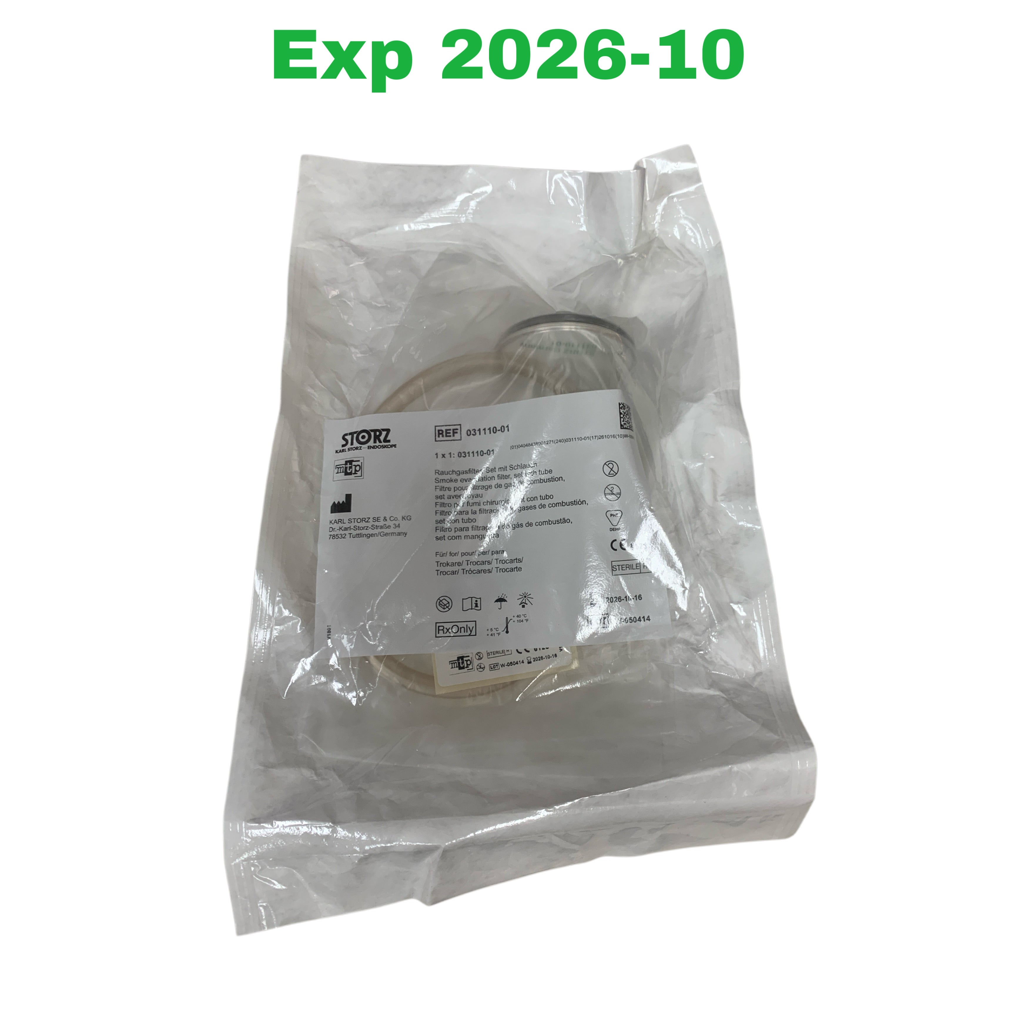 KARL STORZ REF 031110-01 Smoke Evacuation Filter Set with Tube for Trocars, Exp.2026/10