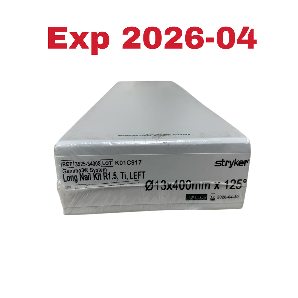 STRYKER 3525-3400S Gamma3 System Long Nail Kit R1.5 Ti LEFT 13x400mm x 125 Exp 2026 04