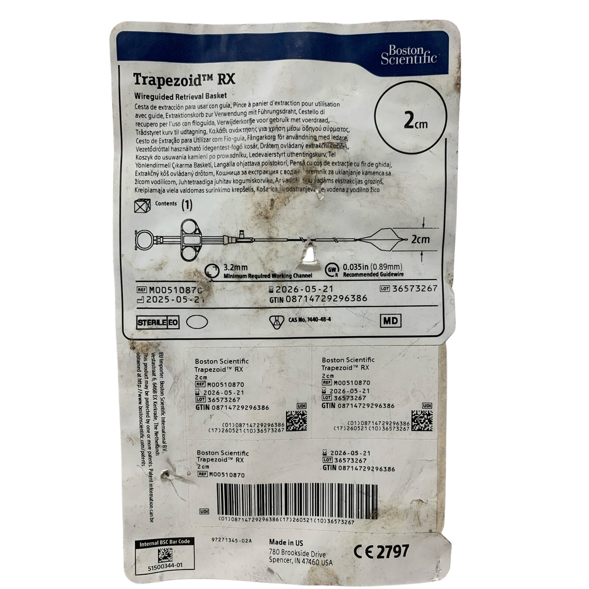 BOSTON SCIENTIFIC M00510870 Trapezoid RX Wireguided Retrieval Basket 2cm Exp 2026 05