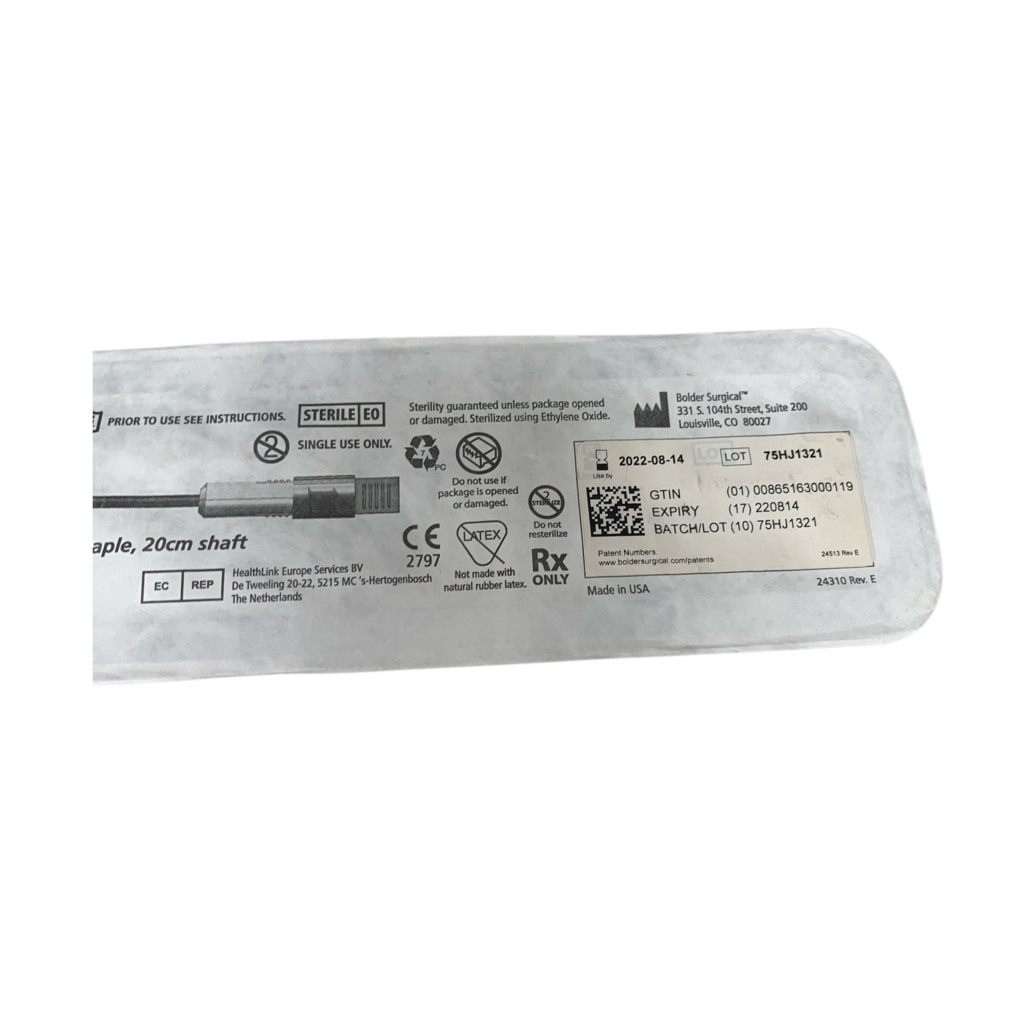 BOLDER SURGICAL REF JR-REL25-2.0 JustRight 5mm Reload 25mm Jaw 2.0 Staple 20cm Shaft, Exp.2022/08