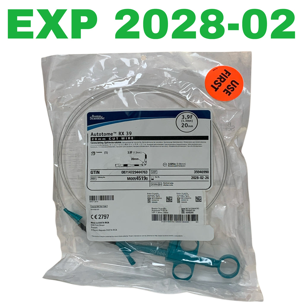 BOSTON SCIENTIFIC REF M00545190 Autotome RX 39 Cannulating Sphincterotome 20mm Cut Wire 3.9F (1.3mm), Exp.2028/02