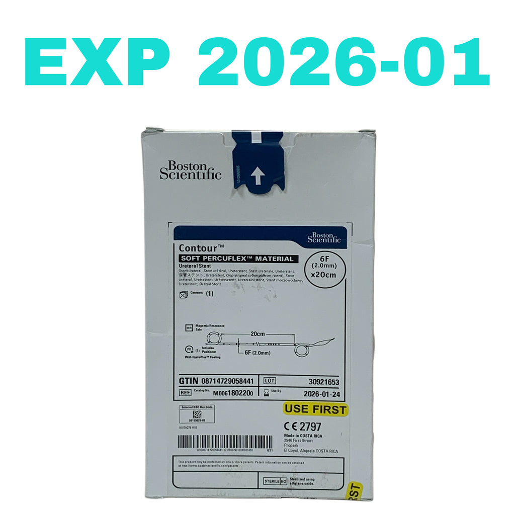 BOSTON SCIENTIFIC REF M0061802200 Contour Soft Percuflex Ureteral Stent 6F x 20cm, Exp.2026/01