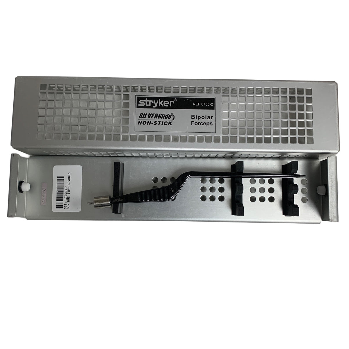 STRYKER 6700-02 Sterilization Container with 6720-220-012 Precision Bipolar Forceps 1.2 mm