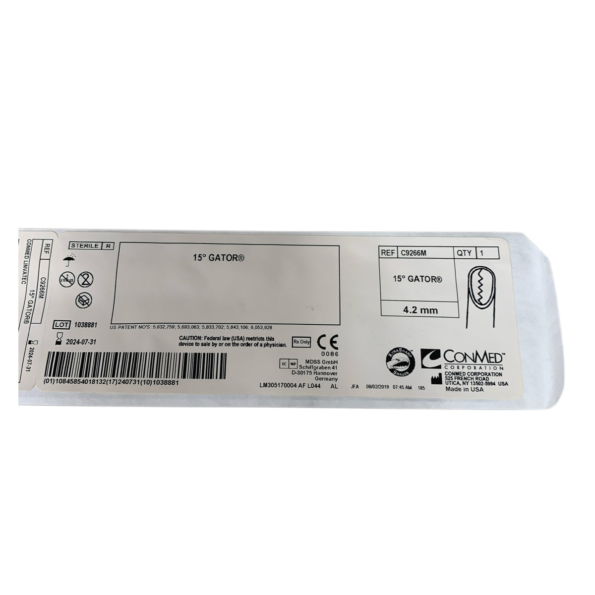 CONMED C9266M 15 Gator 4.2mm Exp 2024 07