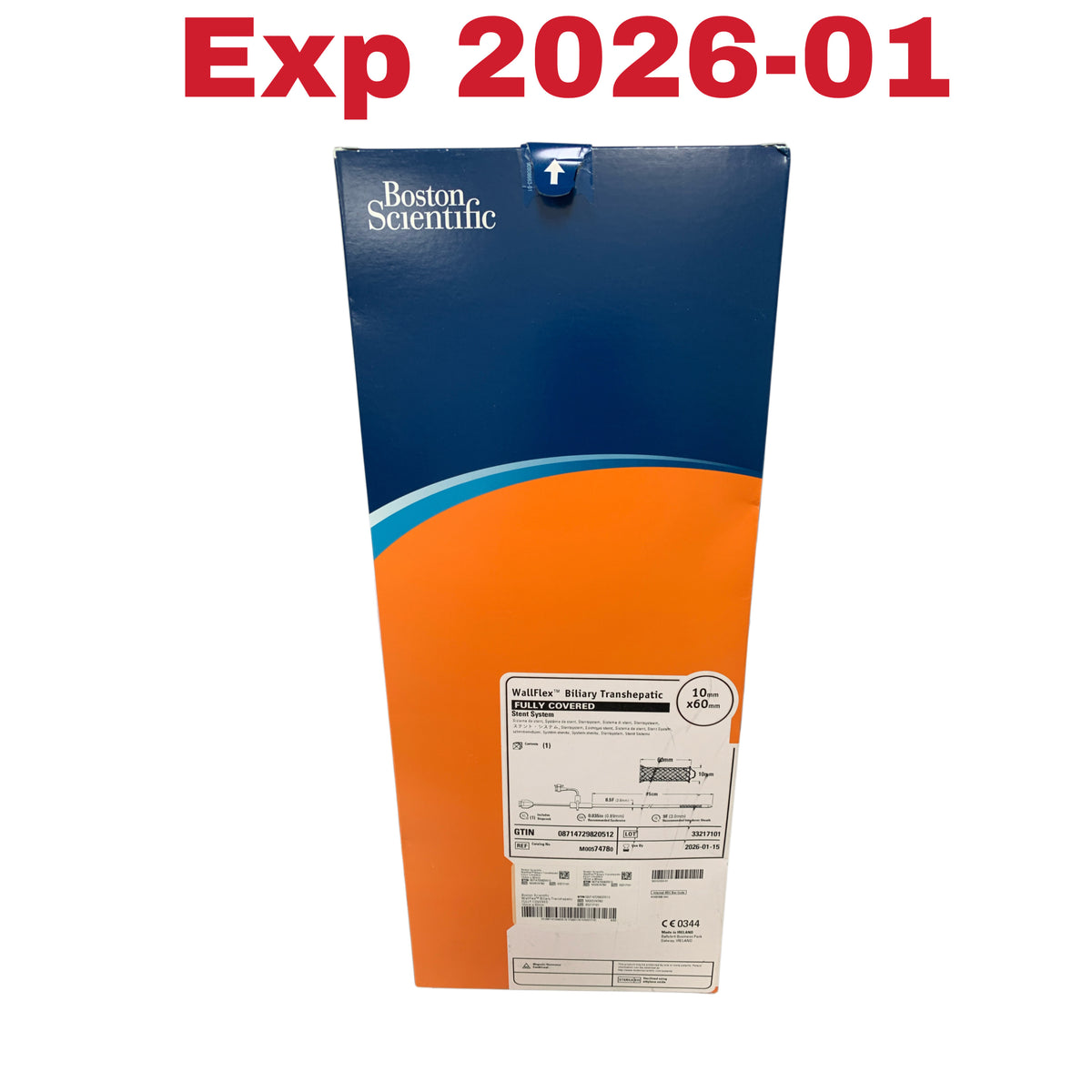 BOSTON SCIENTIFIC M00574780 WallFlex Biliary Transhepatic Fully Covered Stent System 10 mm x 60 mm 75 cm EXP 2026 01