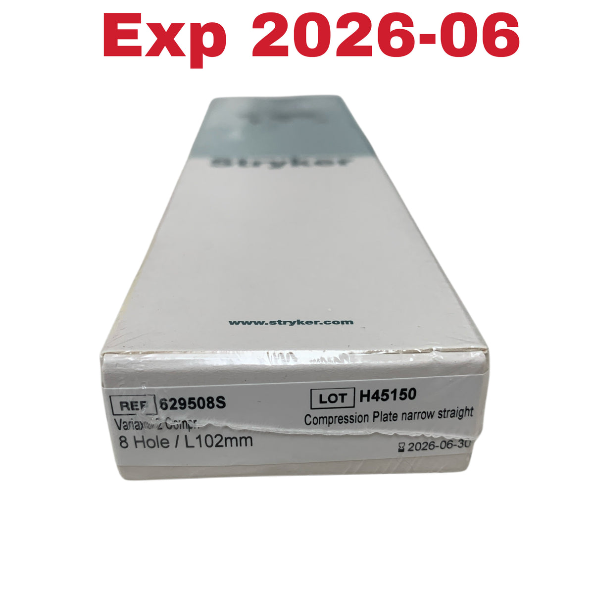Stryker 629508S Variax 2 Compression Plate Narrow Straight 8 Hole L102mm Exp 2026 06