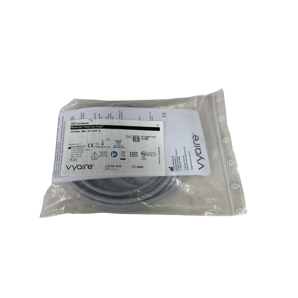 VYAIRE 2017003-001 Multi-Link ECG Care Cable 3/5-Lead AHA 3.6 m/12 ft EXPIRED