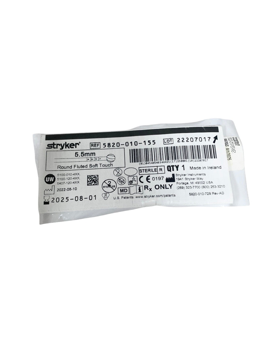 STRYKER REF 5820-010-155 5.5mm Round Fluted Soft Touch, EXP.2025-08