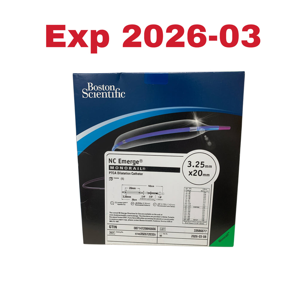 BOSTON SCIENTIFIC REF H7493926720320 NC Emerge MONORAIL PTCA Dilatation Catheter 3.25mm x 20mm Exp 2026 03