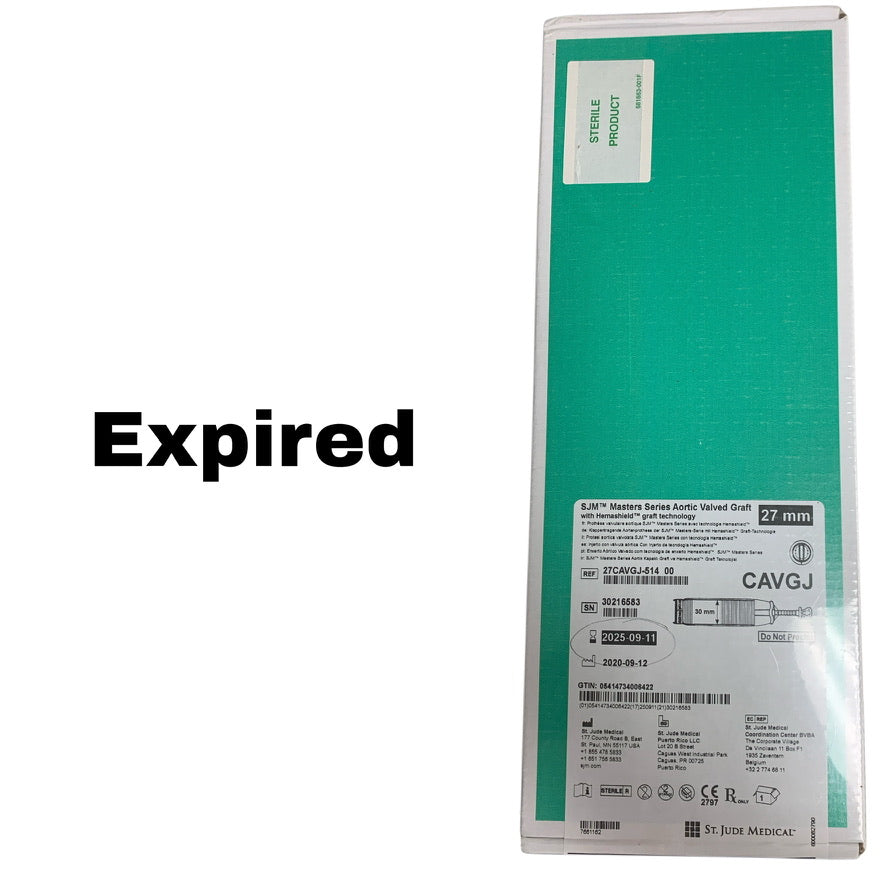 ST JUDE MEDICAL 27CAVGJ-514 00 SJM Masters Series Aortic Valved Graft 27mm EXP 2025 09