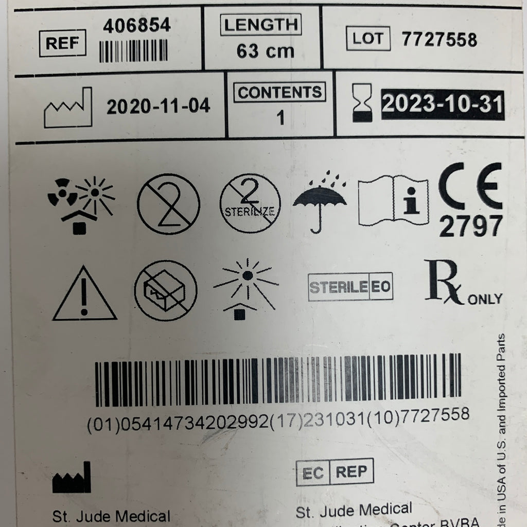 ST JUDE MEDICAL 406854 Fast Cath Guiding Introducer SR1 Curve with Tip Marker 8.5F 2.8 mm 63 cm EXP 2023 10
