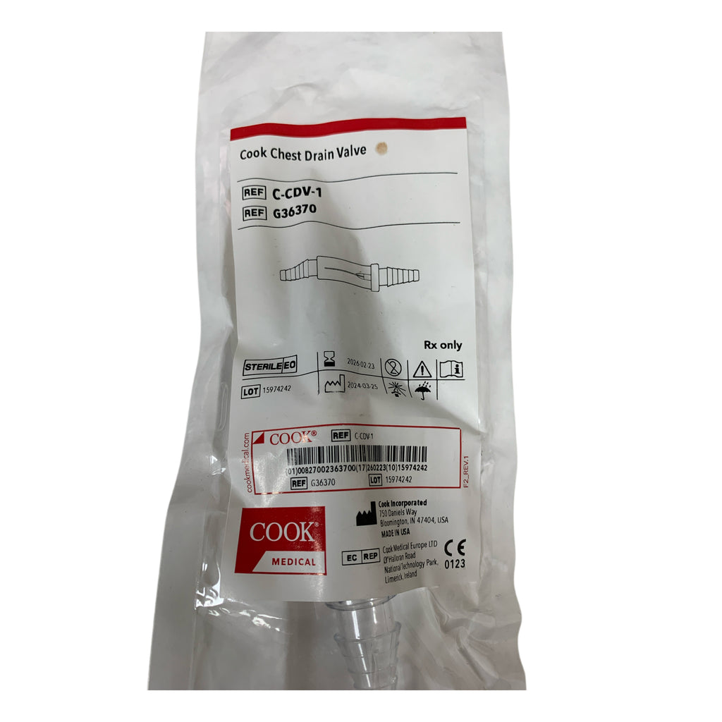 COOK MEDICAL REF C-CDV-1/ G36370 Chest Drain Valve, Exp.2026/02