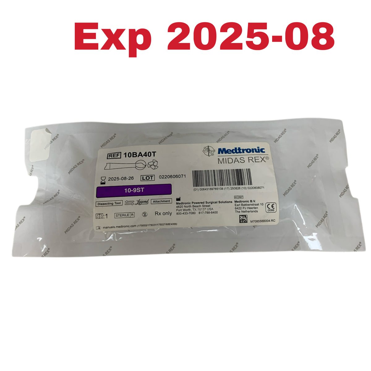 MEDTRONIC MIDAS REX 10BA40T 10-9ST Legend Dissecting Tool Attachment Exp 2025 08