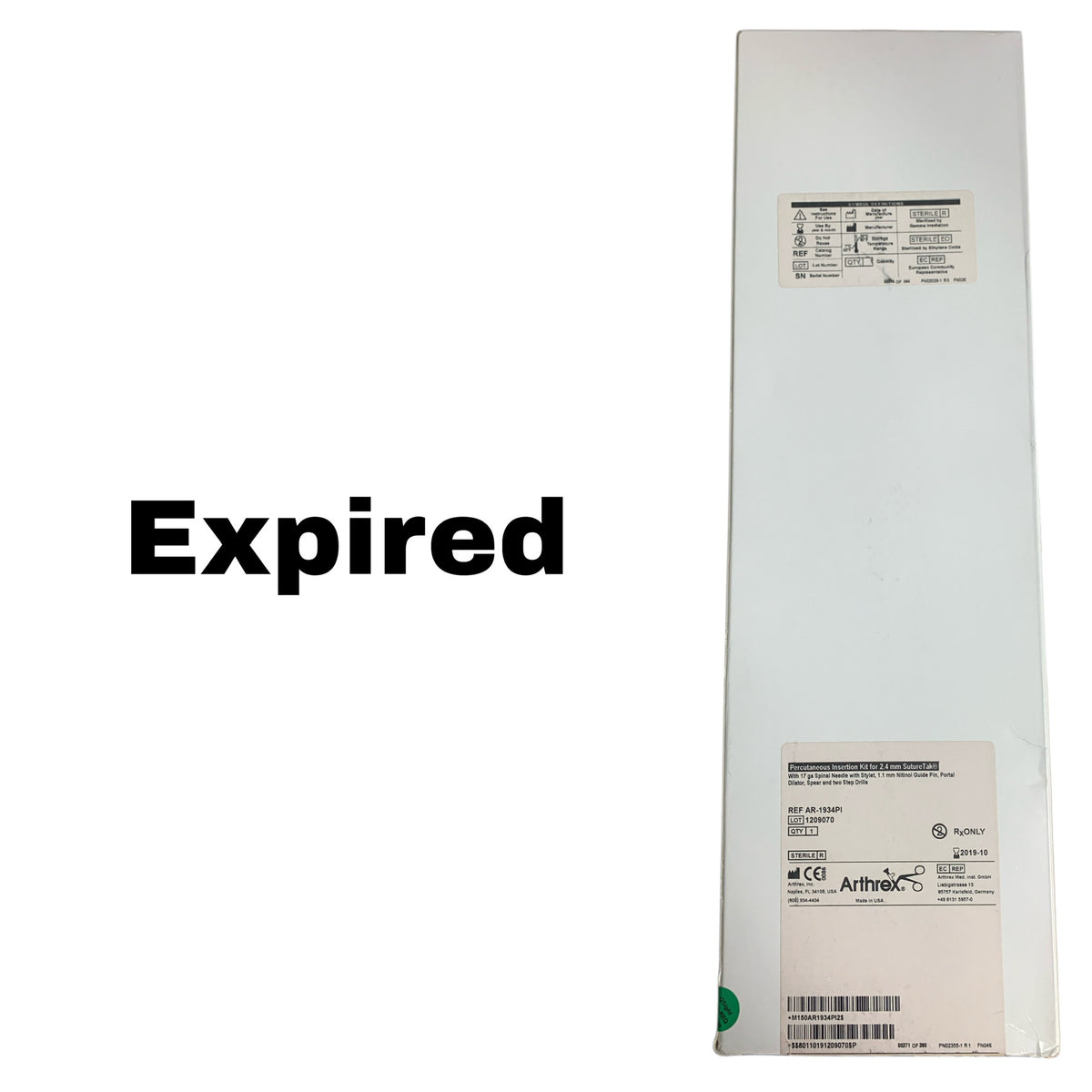 ARTHREX AR-1934PI Percutaneous Insertion Kit for 2.4mm SutureTak, EXP 2019-10