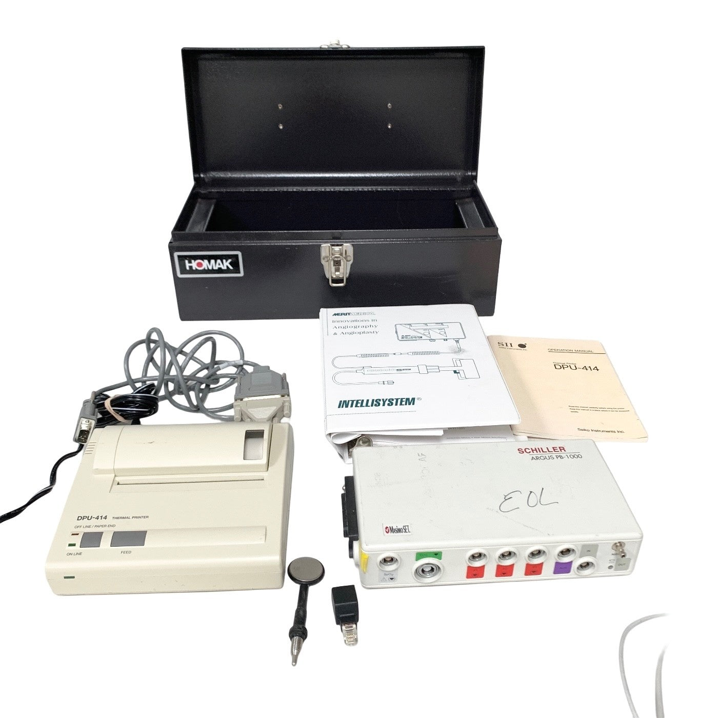 SCHILLER ARGUS PB-1000 MASIMOSET w/ Seiko DPU-414 THERMAL PRINTER & CASE
