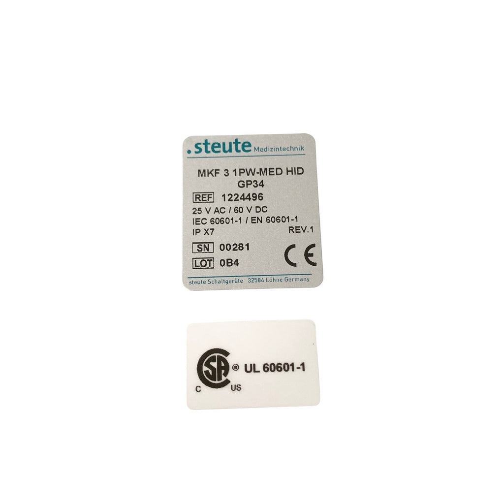 Steute REF 1224496, MKF 3 1PW-MED HID GP34, Foot Switch