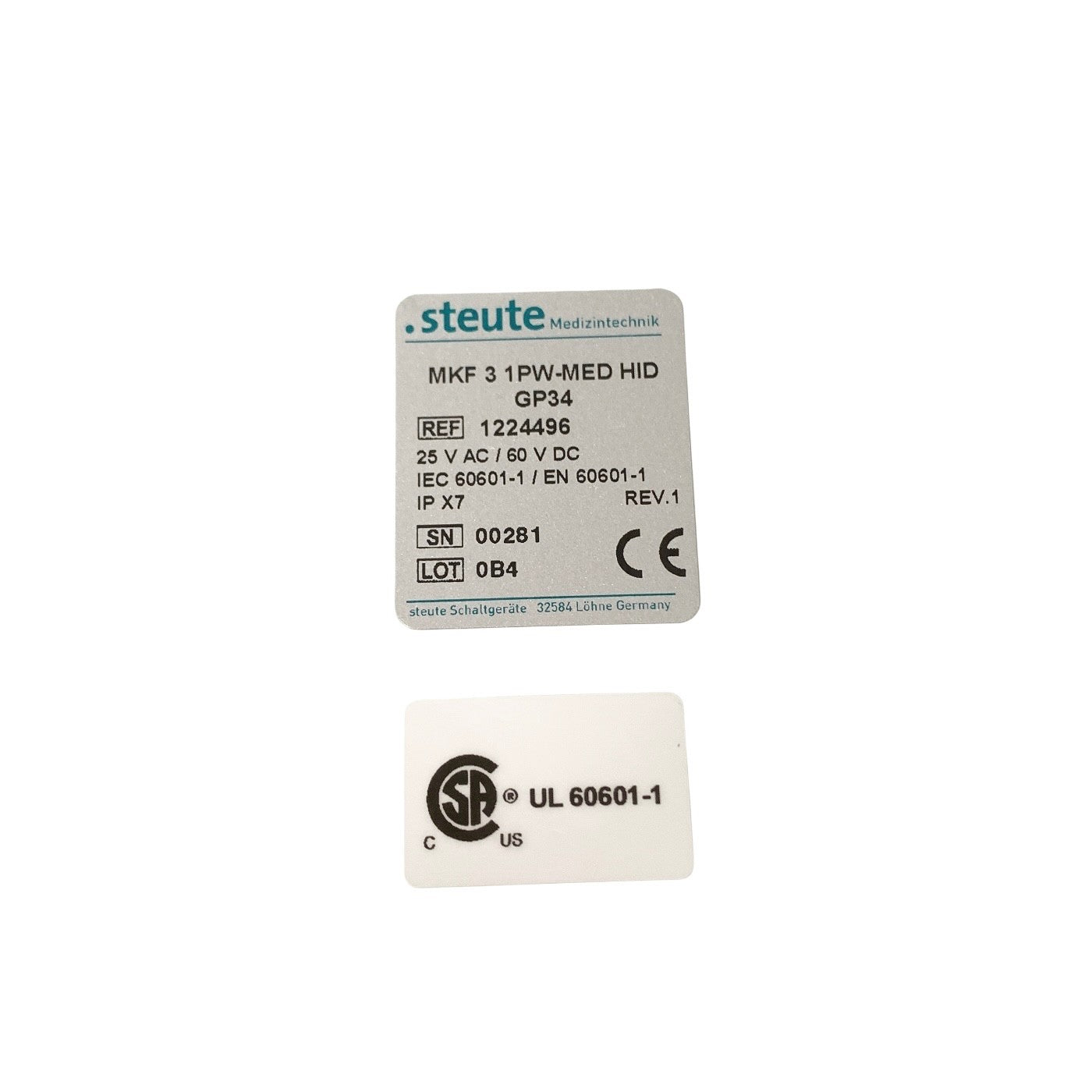 Steute REF 1224496, MKF 3 1PW-MED HID GP34, Foot Switch