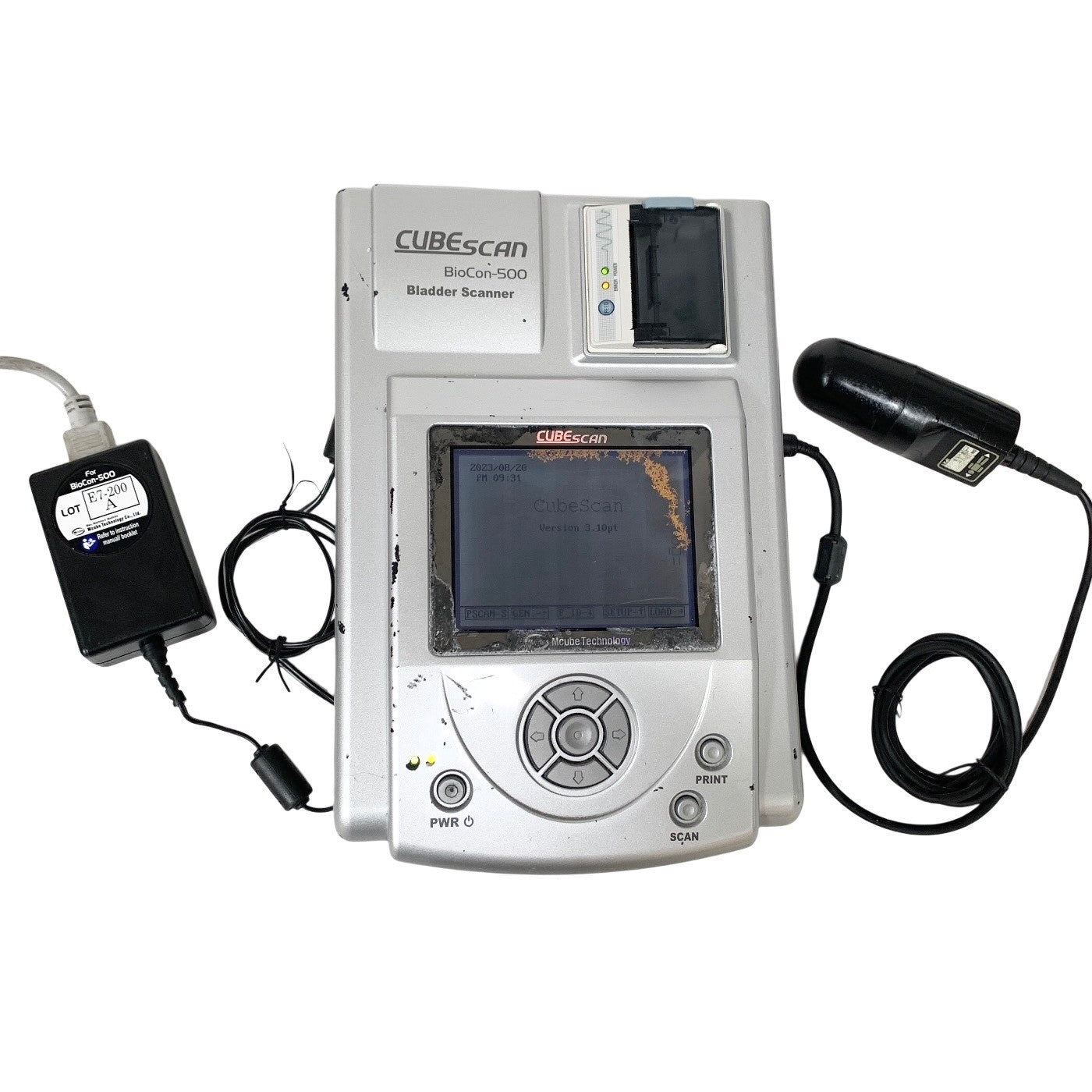 CubeScan BioCon-500 Bladder Scanner w/ Probe & Power Supply, Ultrasound AS IS