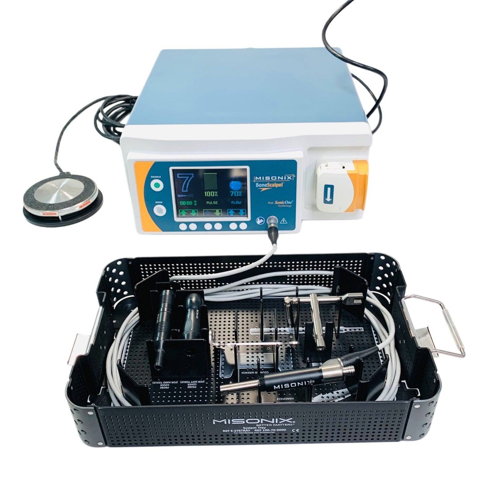 Misonix Console W/ 100-70-0000, E-SYSTRAY ,BCM-FS, Handpiece & Footswitch BCM-HP