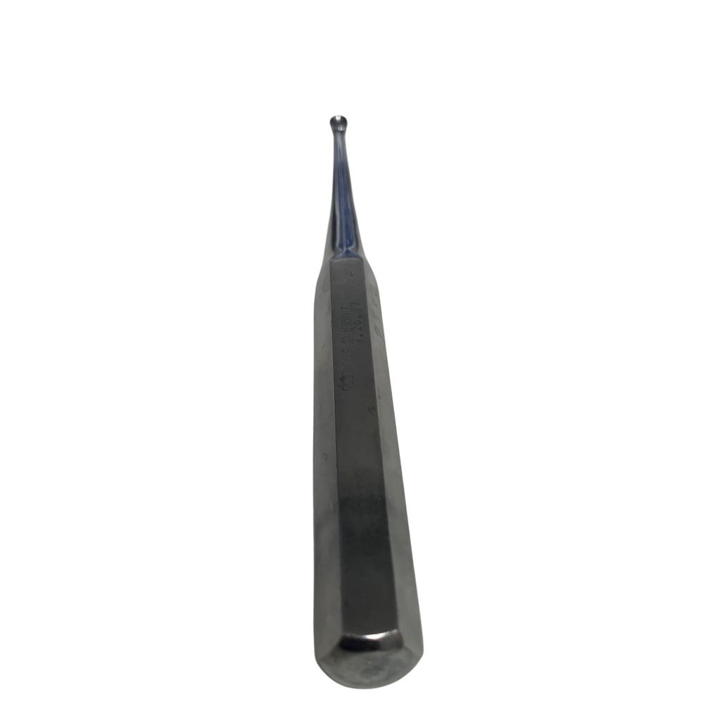 Zimmer 3670 BRUNS Oval Curette, #4 STRAIGHT, Solid Hex Handle
