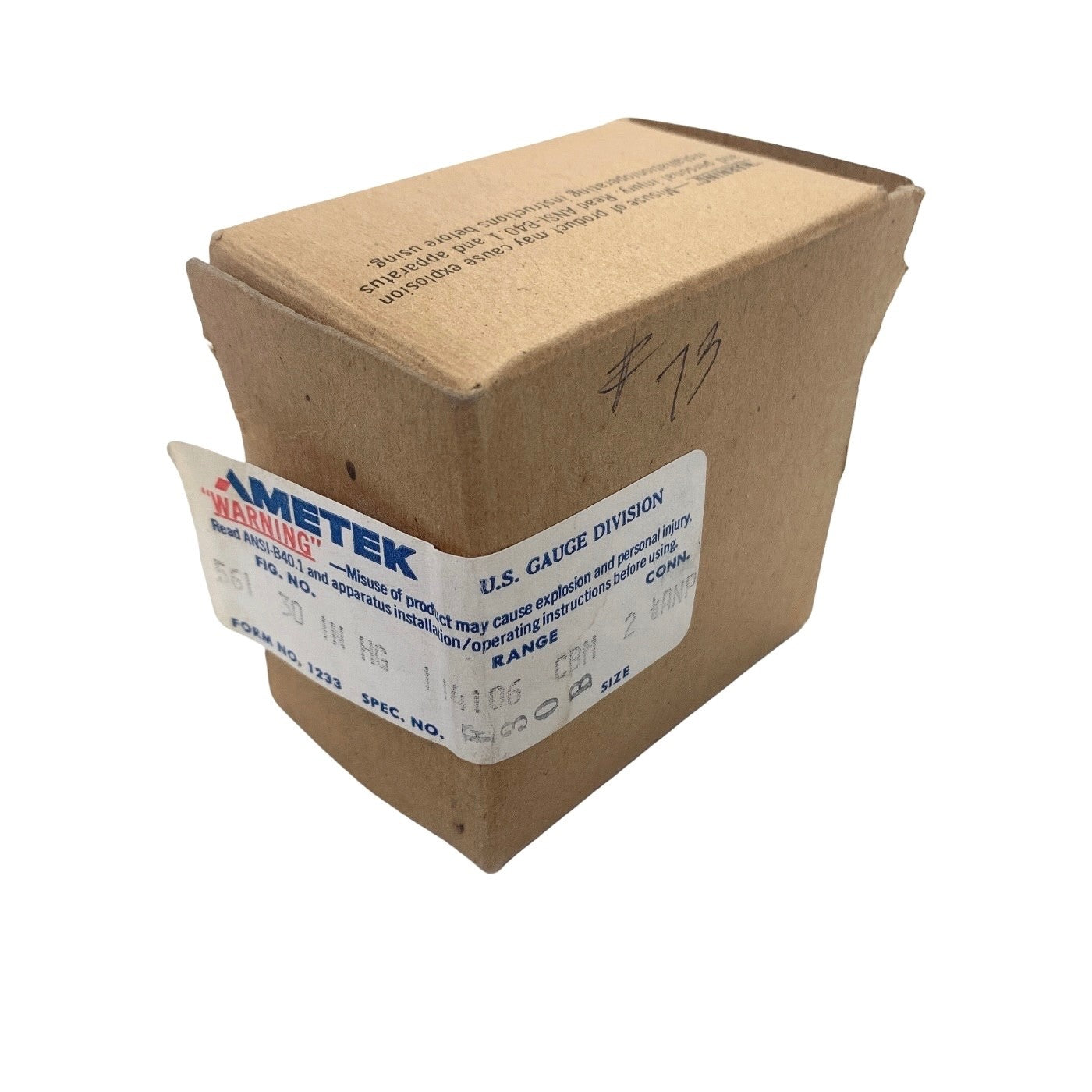 AMETEK Ref BU-191-C, Vacuum Pressure Gauge 0–30 inHg Square Panel Mount