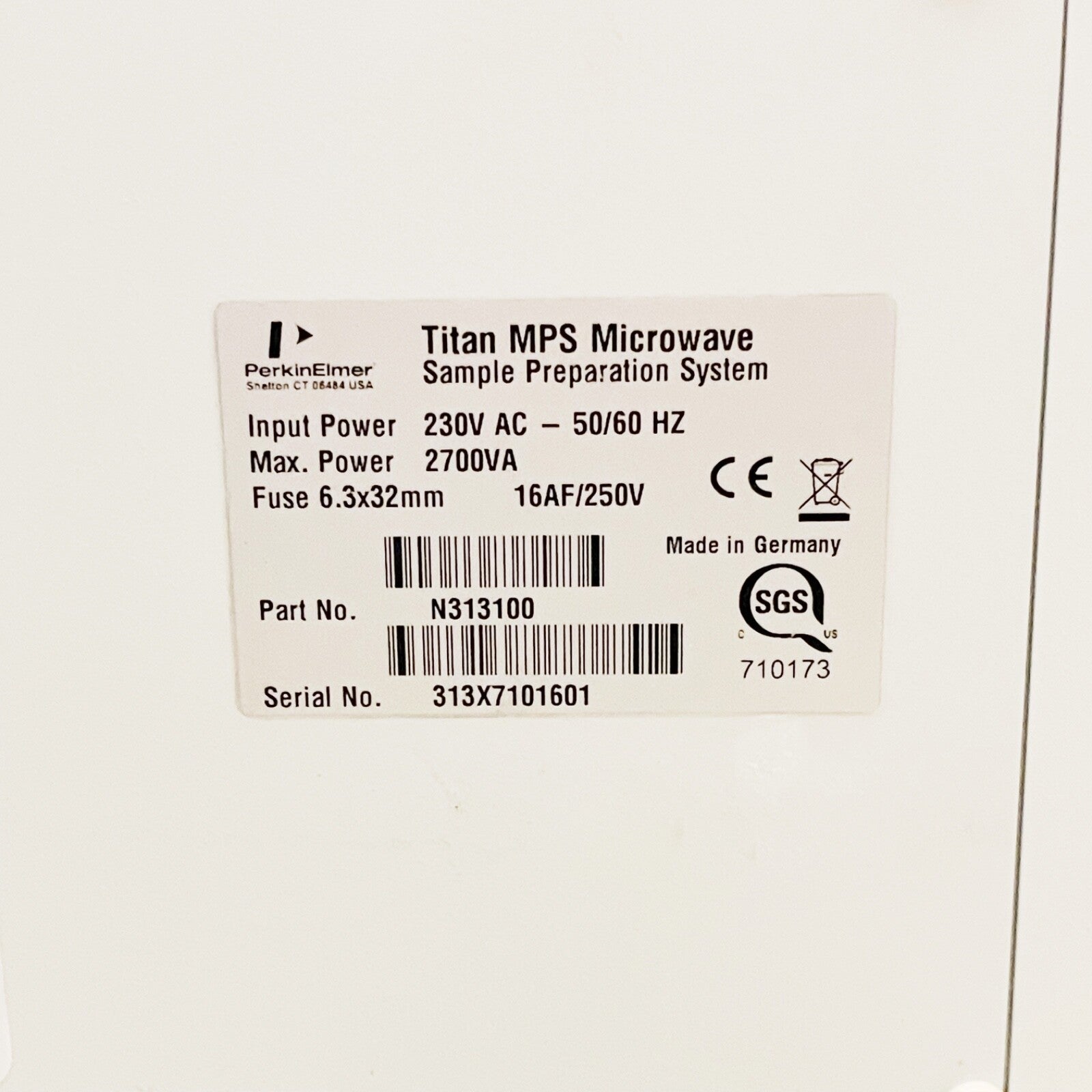 PerkinElmer N313100 Titan Mps Microwave Sample Preparation System W/ Hose