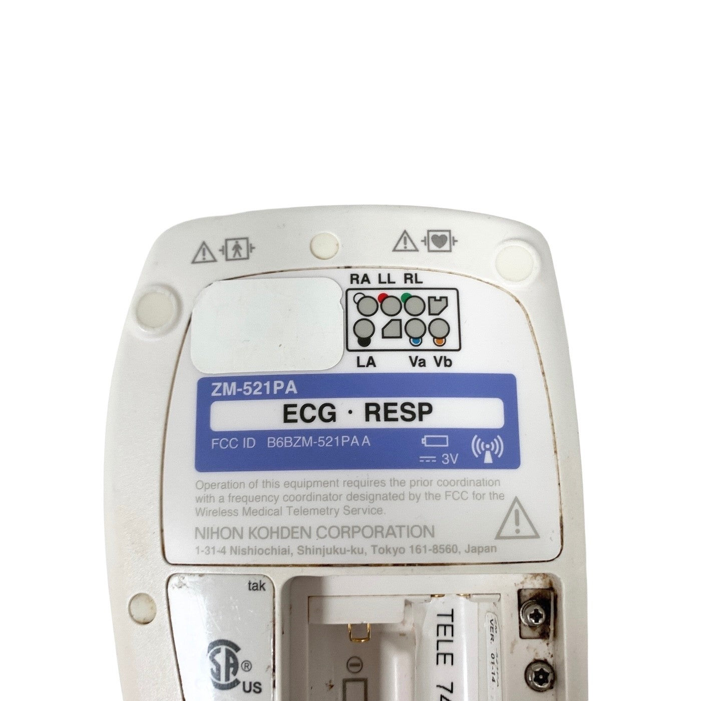 NIHON KOHDEN REF ZM-521PA, ECG RESP TELEMETRY PATIENT MODULE FOR PARTS ONLY