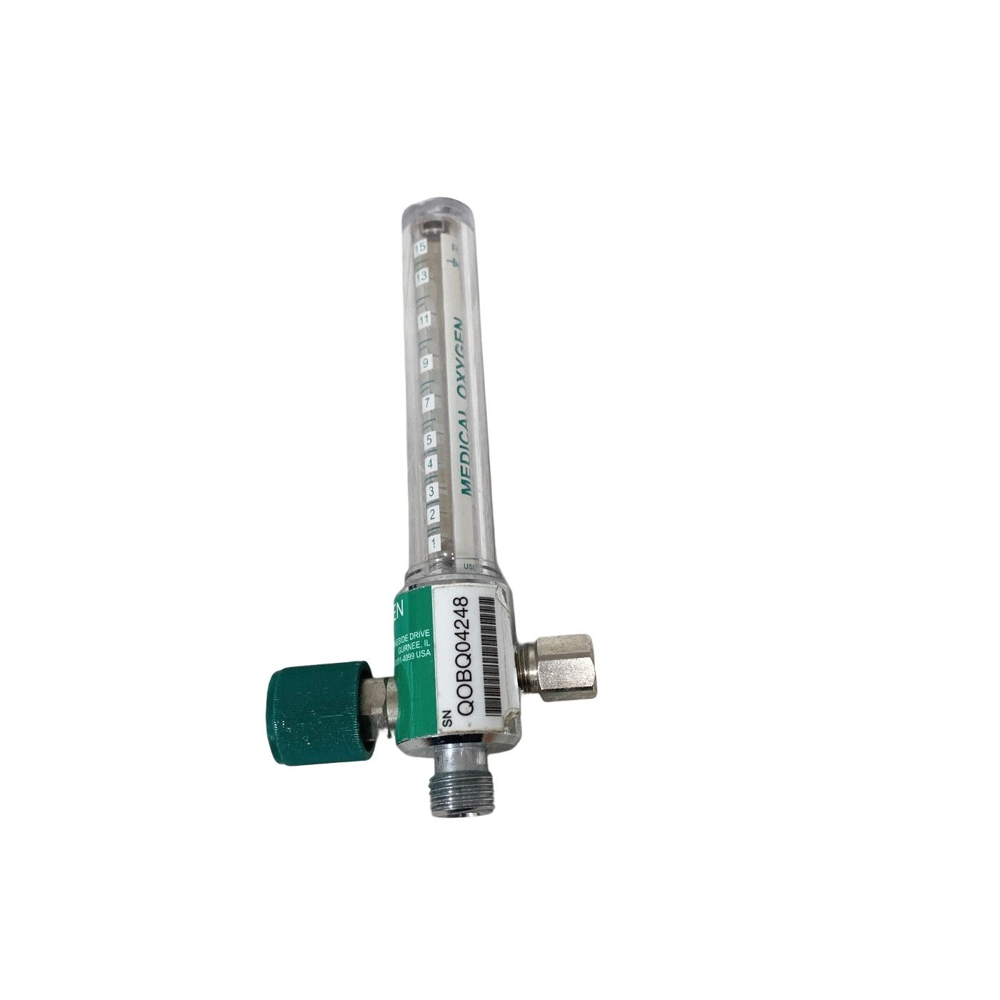 Ohio Medical Oxygen Flowmeter 0-15 LPM O2 Pressure Compensated DISS Connection