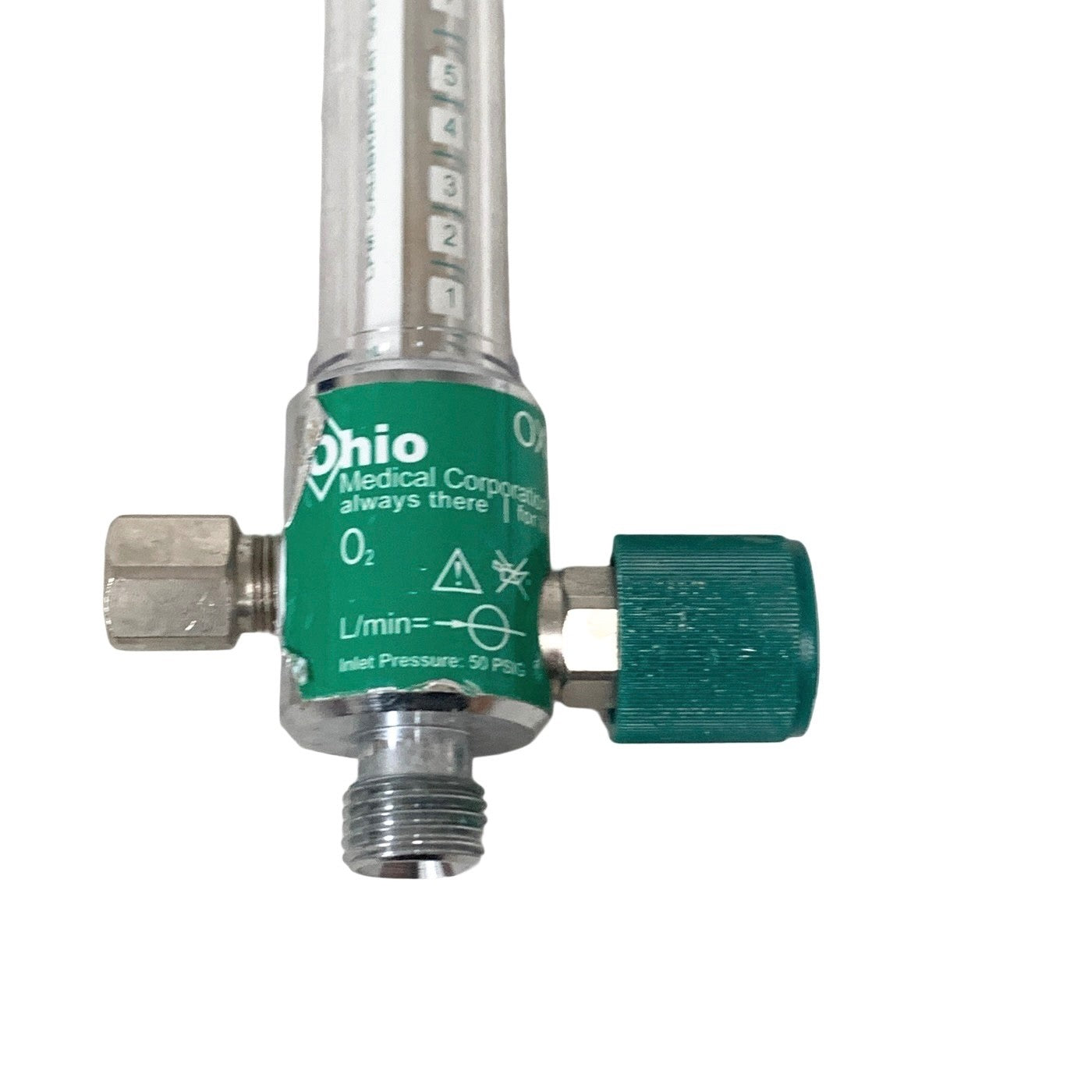 Ohio Medical Oxygen Flowmeter 0-15 LPM O2 Pressure Compensated DISS Connection
