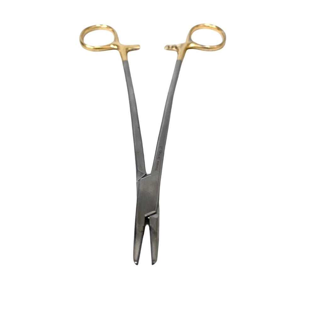Aesculap Ref BM081R, Durogrip Needle Holder 180mm TC Gold Handle