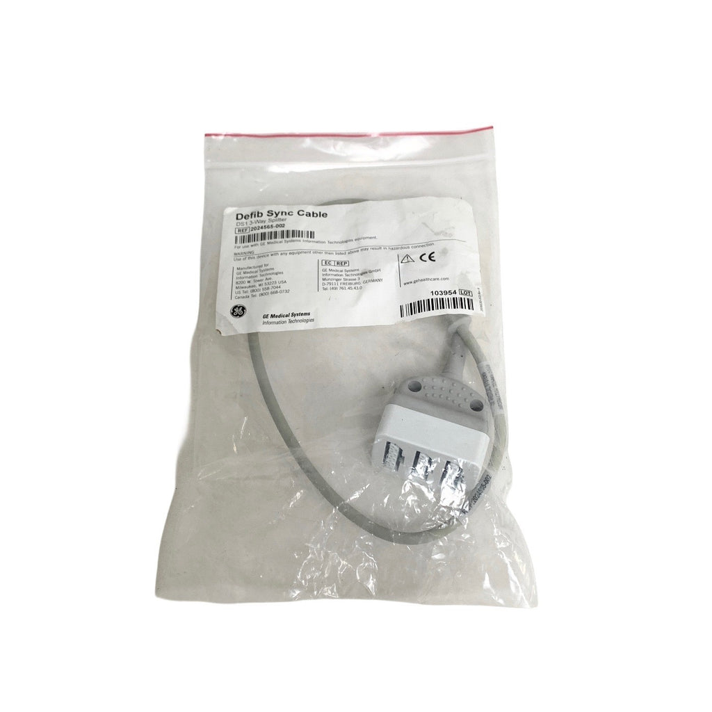 GE REF 2024565-002, Defib Sync Cable DS1 3-Way Splitter