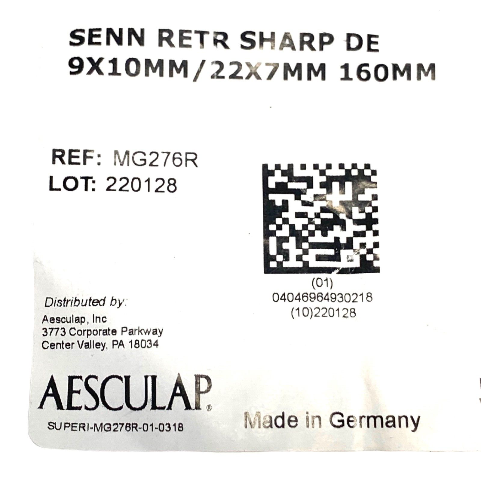 Aesculap REF MG276R, RETRACTOR, SENN ROUND TAPERED HANDLE SHARP