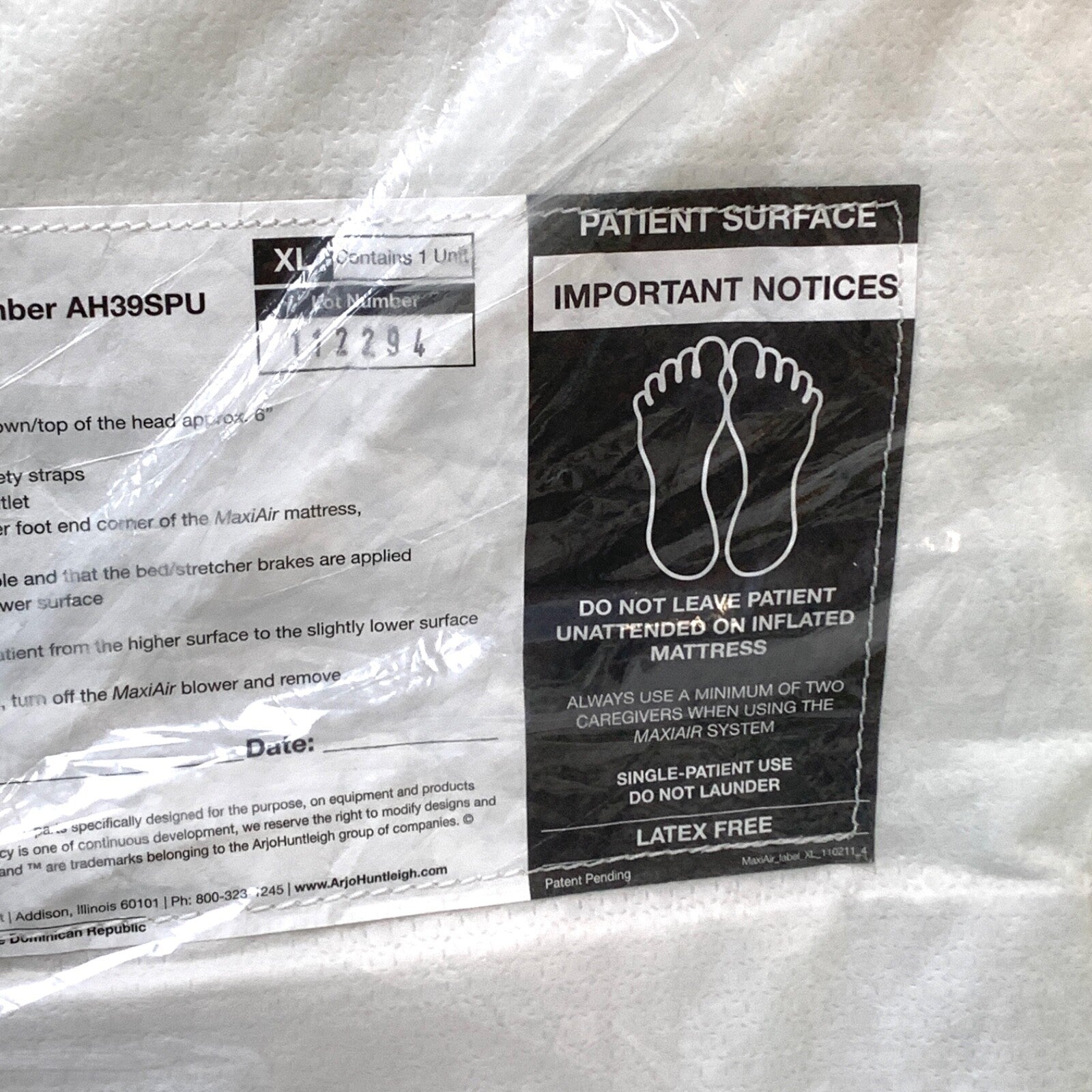 ArjoHuntleigh REF AH39SPU, Maxiair Lateral Transfer Mattress