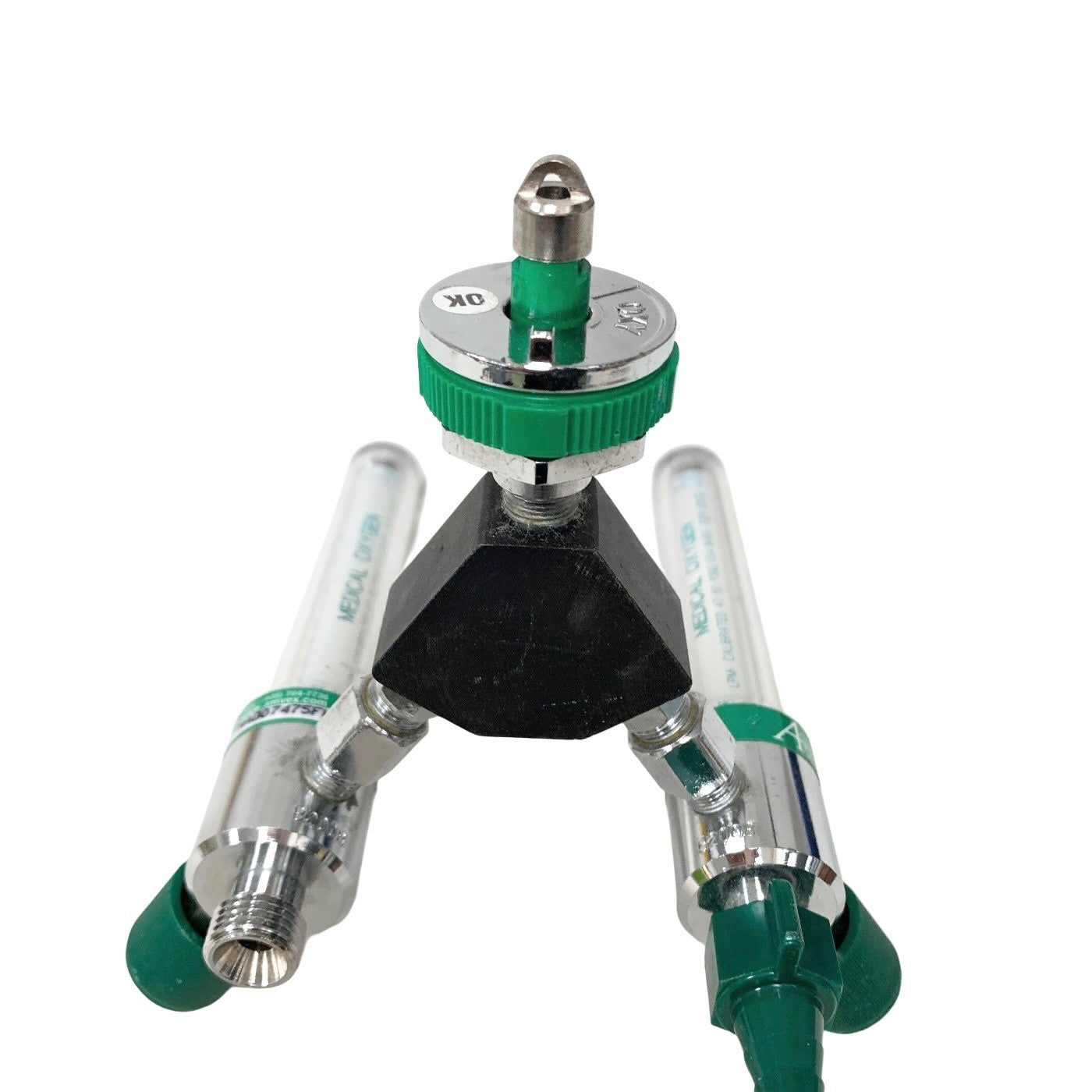 Amvex Corporation Dual O2 Flowmeter, Model O2, w/ Y Block Assembly, MALE CONNECT