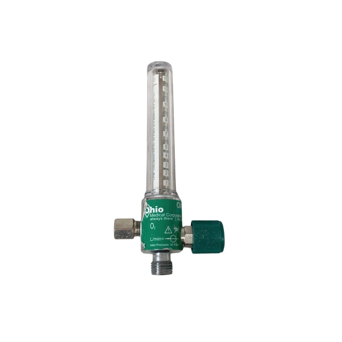 Ohio Medical Oxygen Flowmeter 0-15 LPM O2 Pressure Compensated DISS Connection