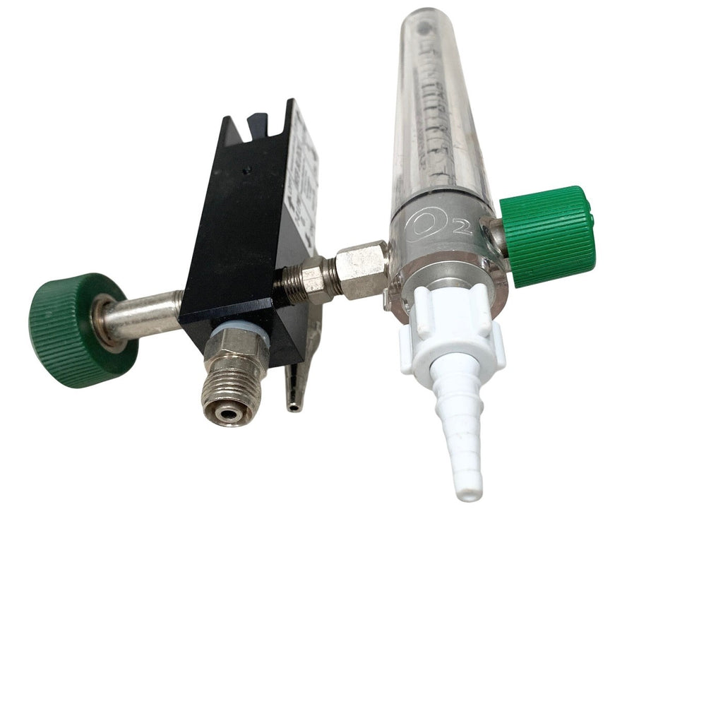 Precision Medical Model 8MFA Oxygen Flowmeter 0-15 LPM w/ NEB Block & Max Flush