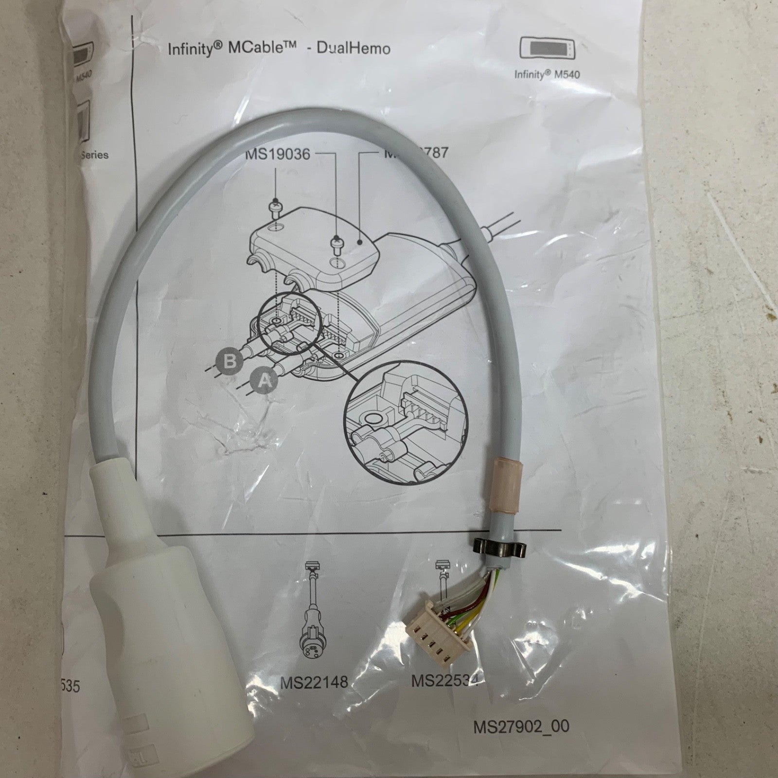 MS 22532 TRANSDUCER CABLE DRAEGER 10PIN - NEW
