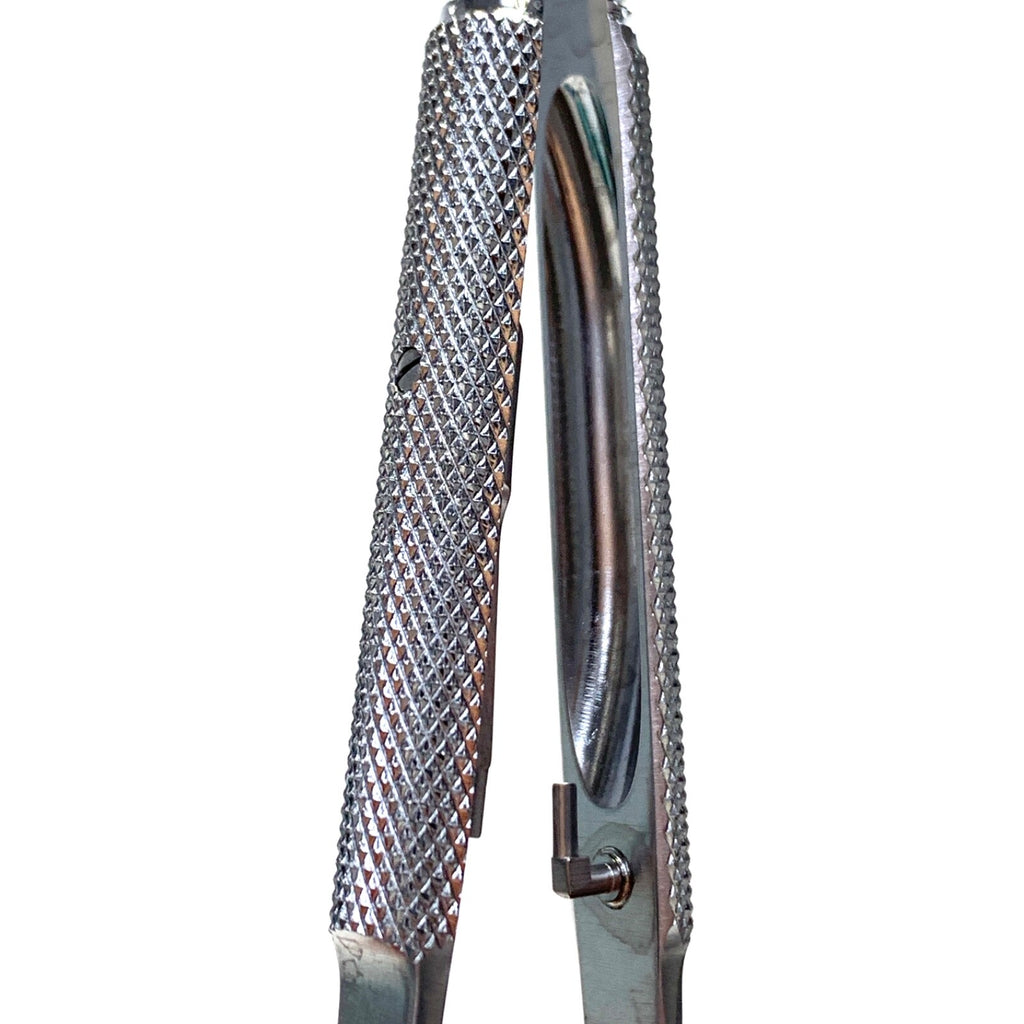 Aesculap REF FD243R, Micro Needle Holder, Curved w/ Ratchet