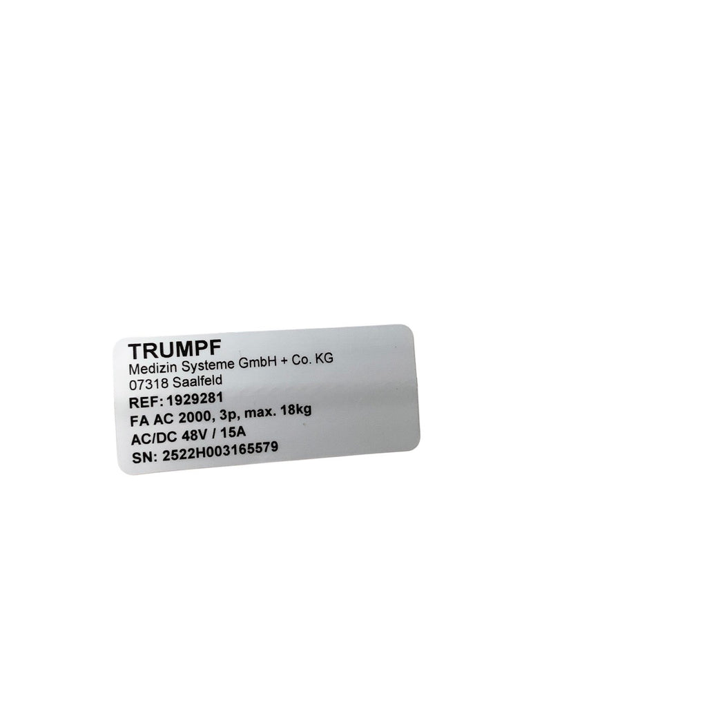 TRUMPF REF 1929281, OR SURGICAL LIGHT SUPPORT ARM