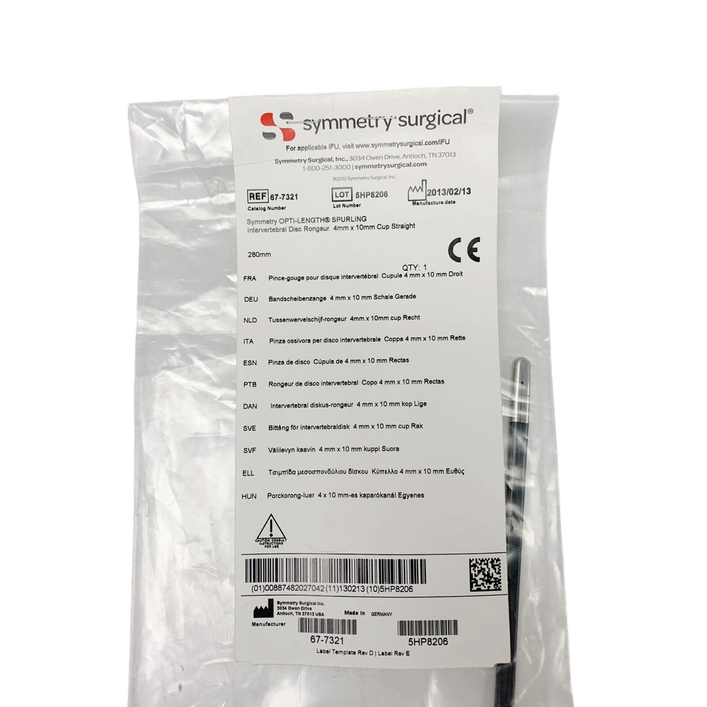 Symmetry REF 67-7321, OPTI-LENGTH SPURLING Intervertebral Disc Rongeur 4X10MM