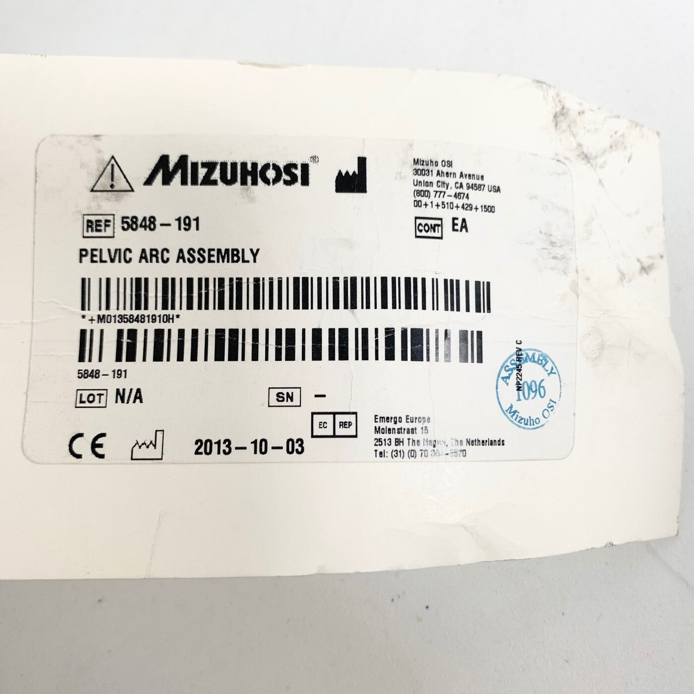 Mizuho OSI REF 5848-191, PELVIC ARM ASSEMBLY