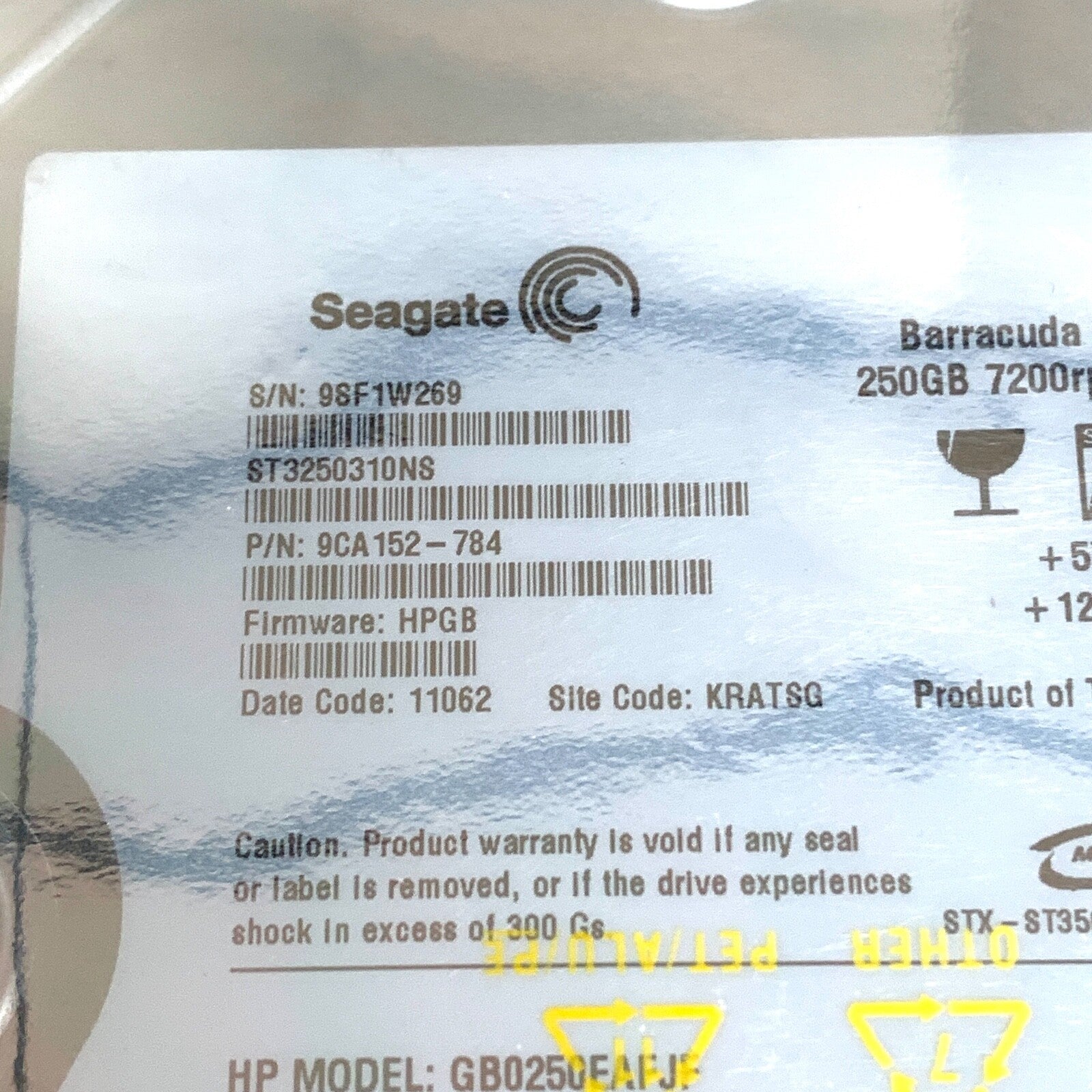 Seagate REF 9CA152-784, Barracuda ES2, 250GB 7200rpm SATA Disk