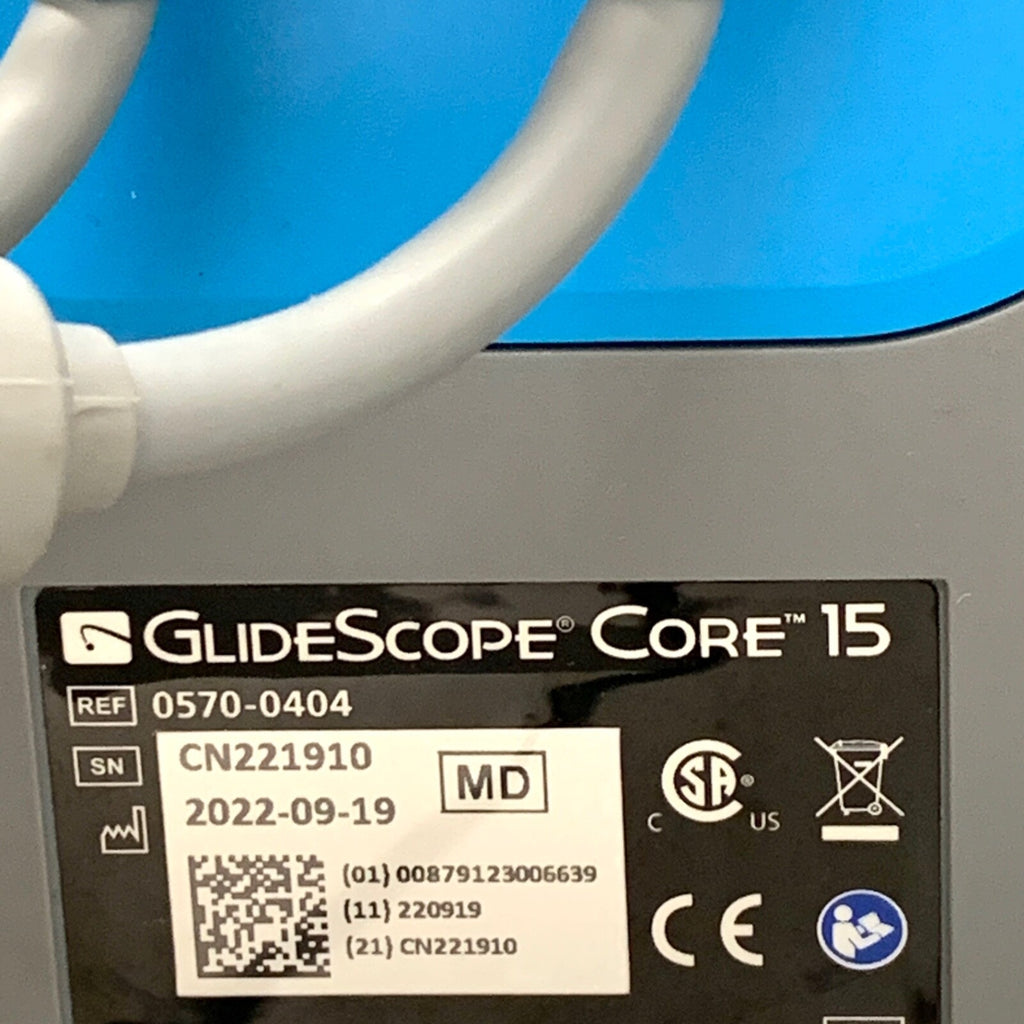 Glidescope Core 15, REF 0570-0404, Video Laryngoscope System w/ A/B Smart Cables