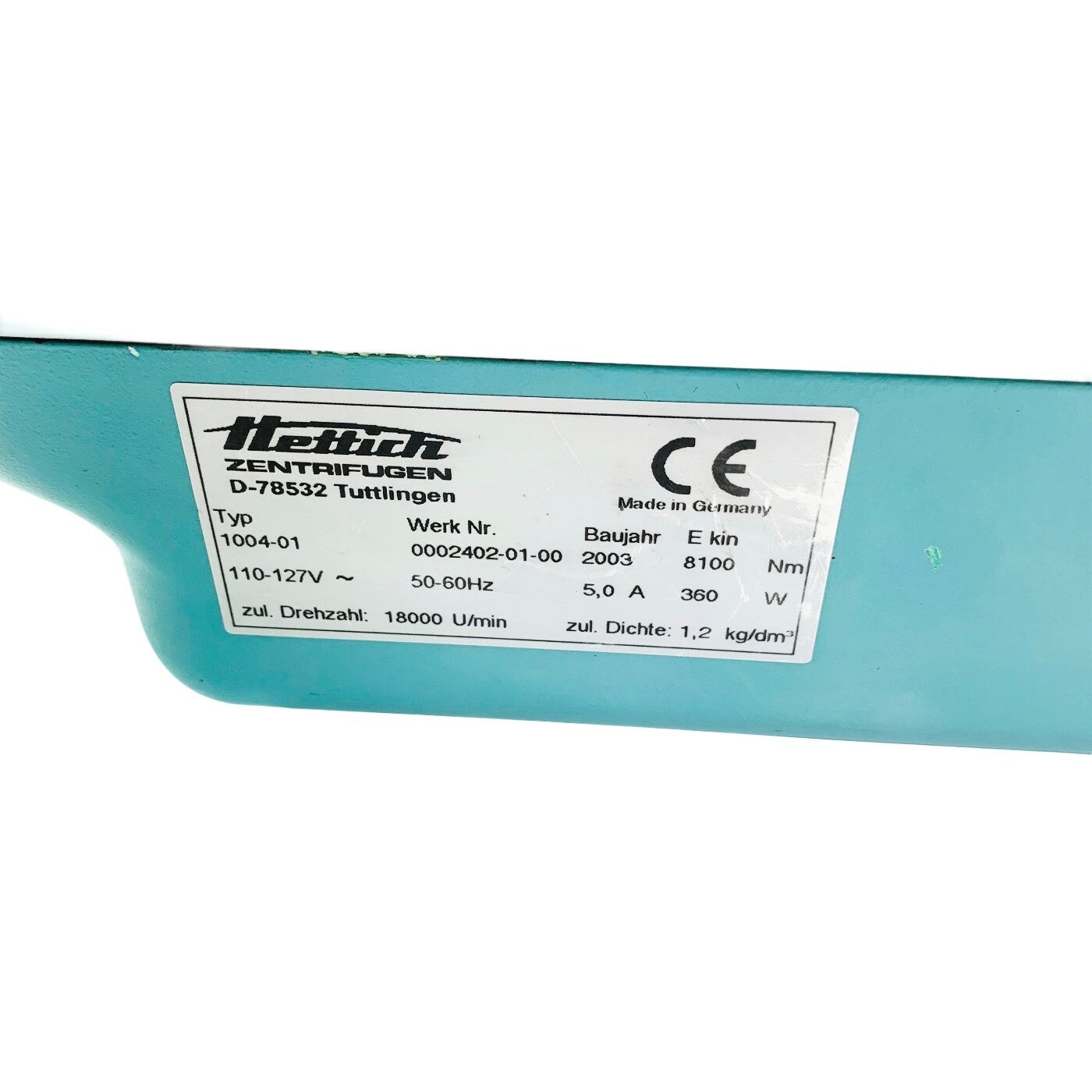 Hettich Ref D-78532 Tuttlingen, TYPE 1004-01 CENTRIFUGE