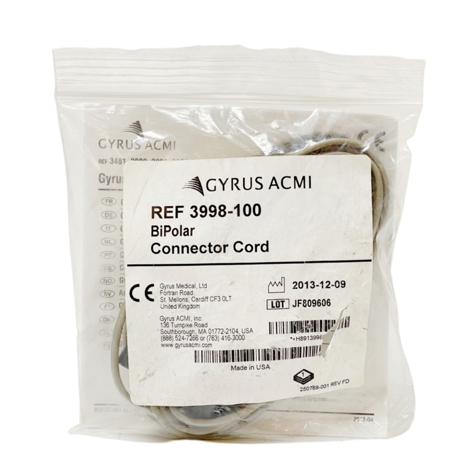 GYRUS ACMI REF 3998-100 BiPolar Connector Cord