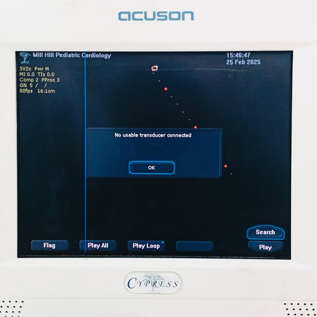Acuson Cypress Ultrasound System with 7V3C, 3V2C Transducer
